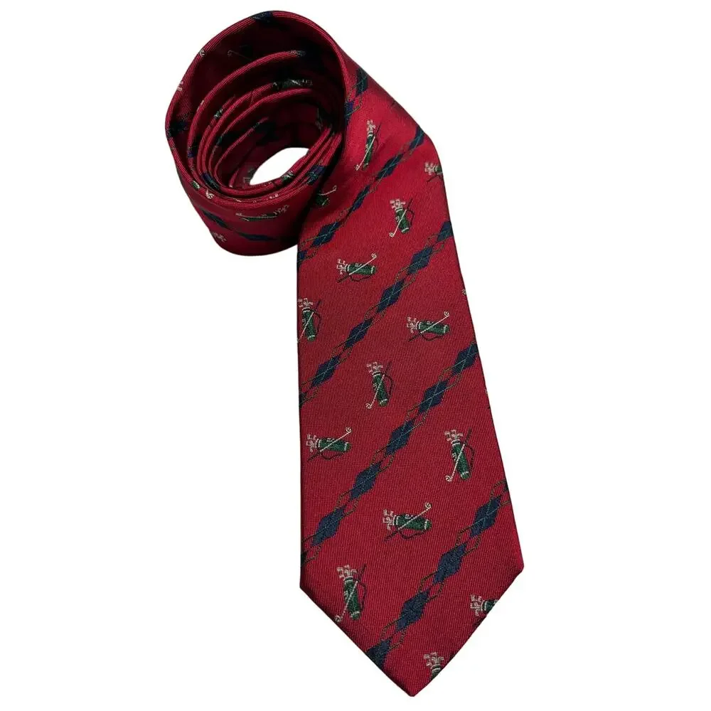 Brooks Brothers Silk Argyle Golf Clubs Tie Made in USA